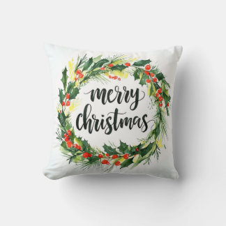 Almofada Merry Christmas Wreath Throw Pillow Elegant Holida