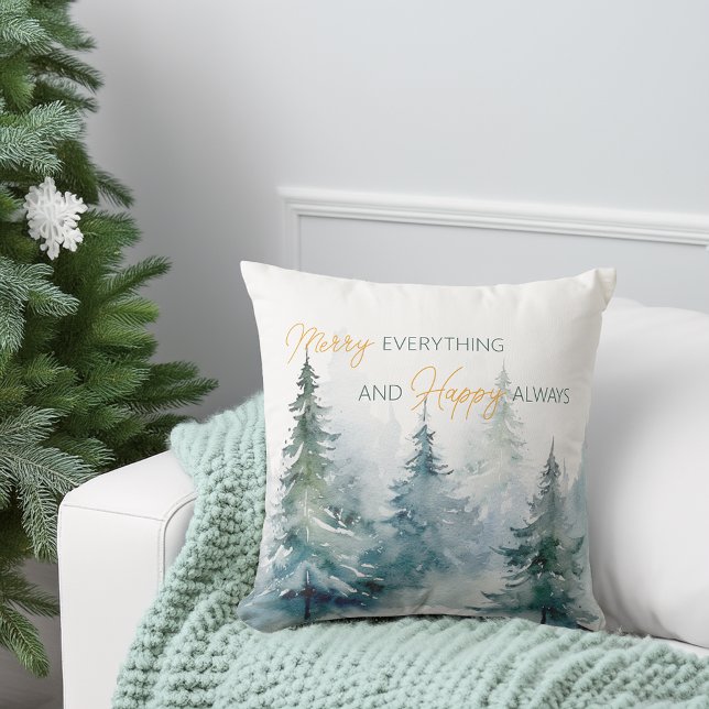 Almofada Merry Everything Happy Always Winter Trees (Merry Everything Happy Always Winter Trees Throw Pillow)