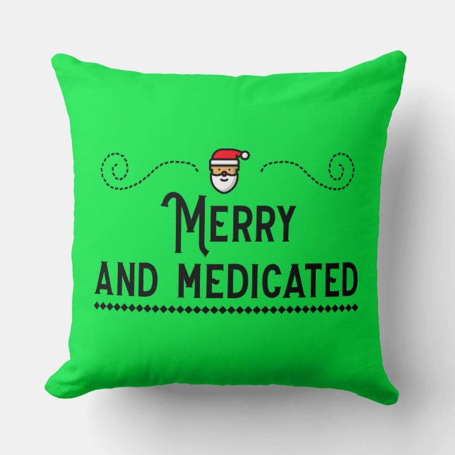 Almofada Merry & Medicated Holiday Throw Pillow (Frente)