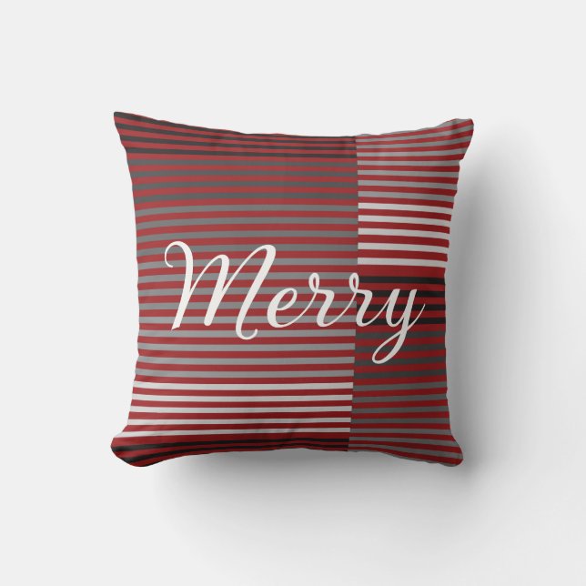 Almofada Merry -Red, Gray, Black, White Stripes (Frente)
