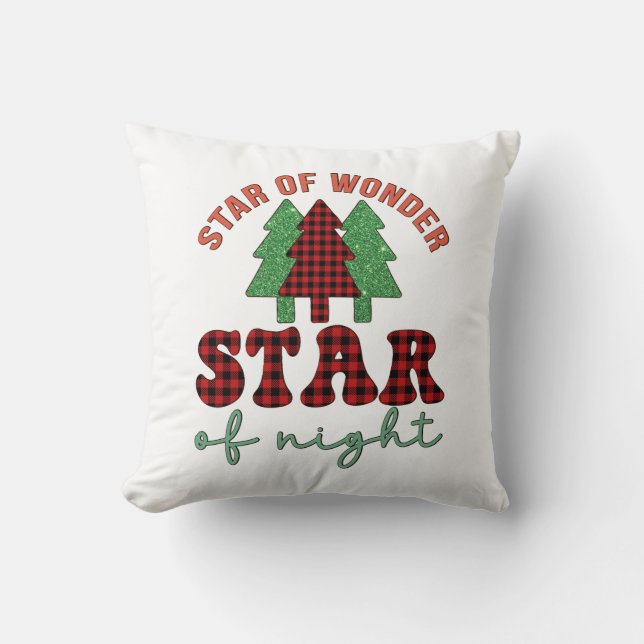 Almofada Merry Xmas Star Da Estrela Maravilha Da Noite (Frente)