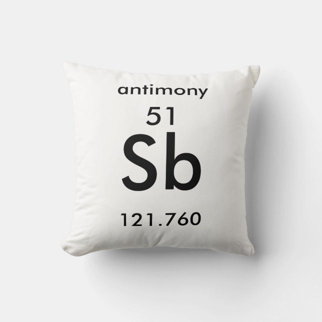 Almofada Mesa periódica 51 Travesseiro de antimônio (Frente)