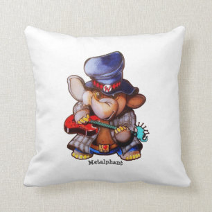Almofada Metalphant com guitarra & logotipo - branco