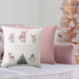 Almofada Meu 1º Natal Bebê Menina Floresta de Madeira