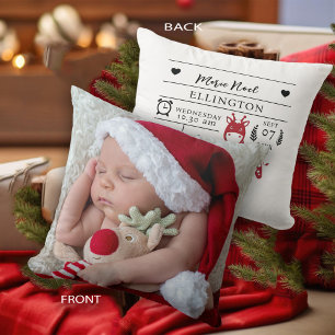 Almofada Meu 1º Natal Estatísticas de Nascimento do Bebê Re