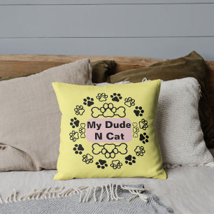 Almofada Meu Cara E Gato Engraçados Pet Moderno Pet Amarelo