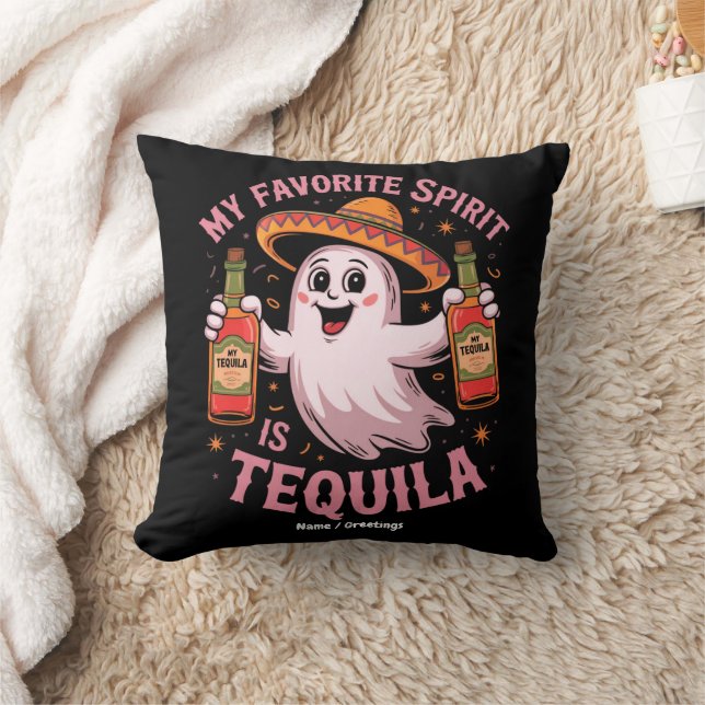 Almofada Meu Espírito Favorito É Tequila Halloween Bebendo  (Cobertor)