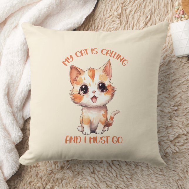 Almofada Meu Gato Está Chamando Gato Laranja (Cobertor)