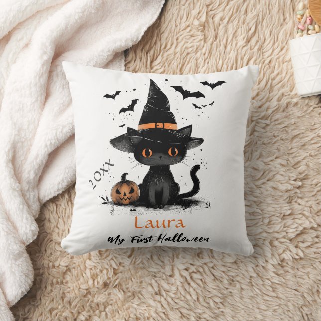 Almofada Meu Primeiro Feliz Dia das Bruxas Gatos Bats Pumpk (Cobertor)