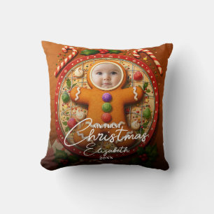 Almofada Meu Primeiro Natal Divertido Biscoito de Natal Fot
