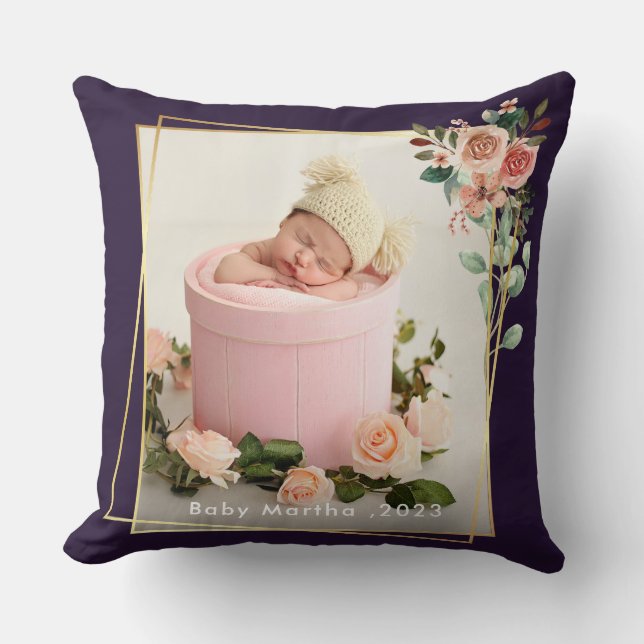 Almofada Meu Primeiro Nome de Natal Ano poster de Foto do B (Frente)