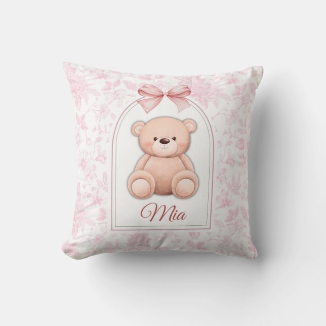 Almofada Mia | Design de Enfermeiro de Urso Rosa Personaliz (Frente)