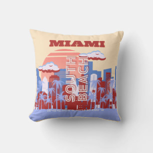 Almofada Miami Beach, Arte de Viagem de Miami, Retrô