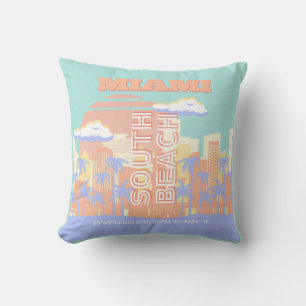 Almofada Miami Beach, Miami Viagem Art, Preppy Room, Pastel