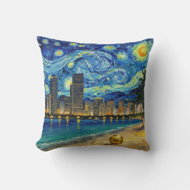 Almofada Miami Golden Shore Soccer Elegant and Oil Fine Art