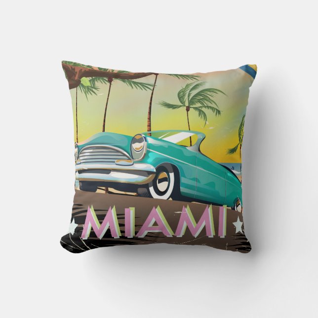 Almofada Miami vintage retro Viagem impressão (Frente)