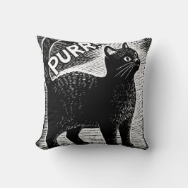 Almofada MIAR! Gato Preto Estilo Xilogravura Vintage