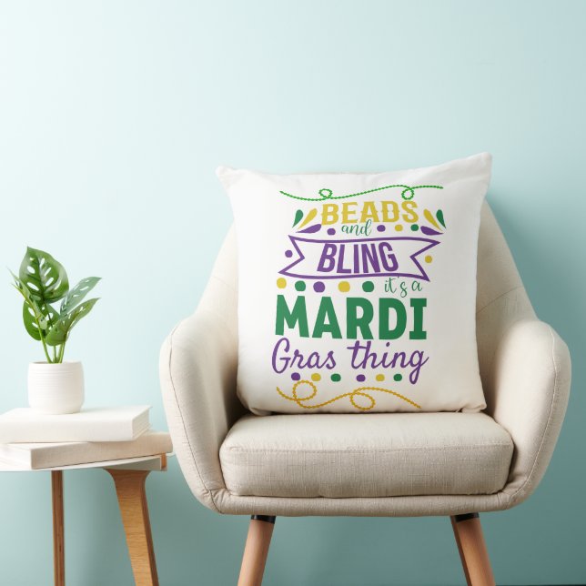 Almofada Miçangas e Brilho É uma Coisa de Mardi Gras (Cadeira)