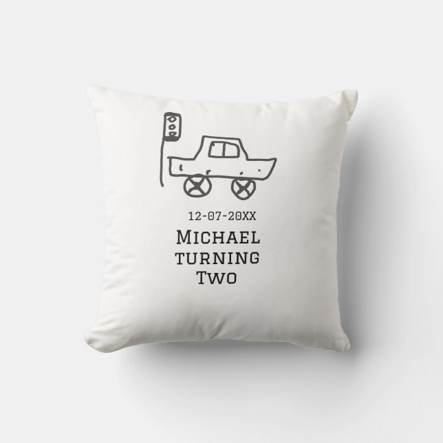 Almofada Michael turning two birthday toy car traffic light (Frente)