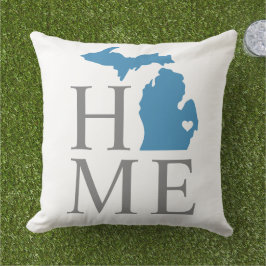 Almofada Michigan Casa Azul Estado Cinza Texto