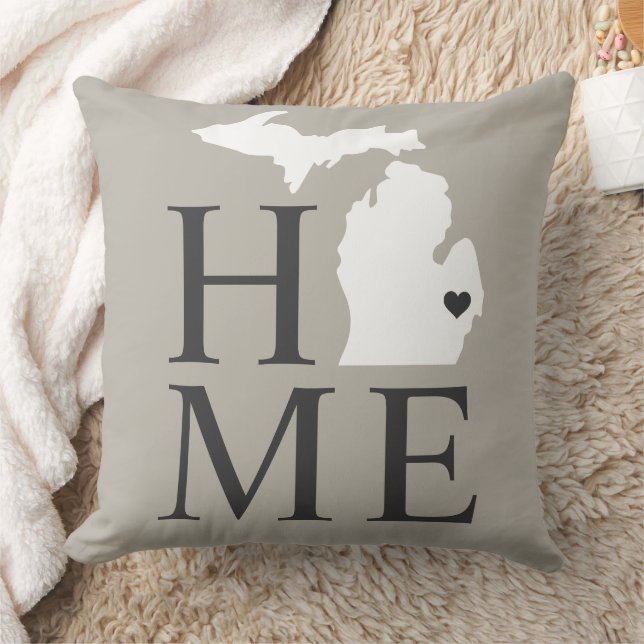 Almofada Michigan Casa Cinza Branco Coração do Estado (Cobertor)