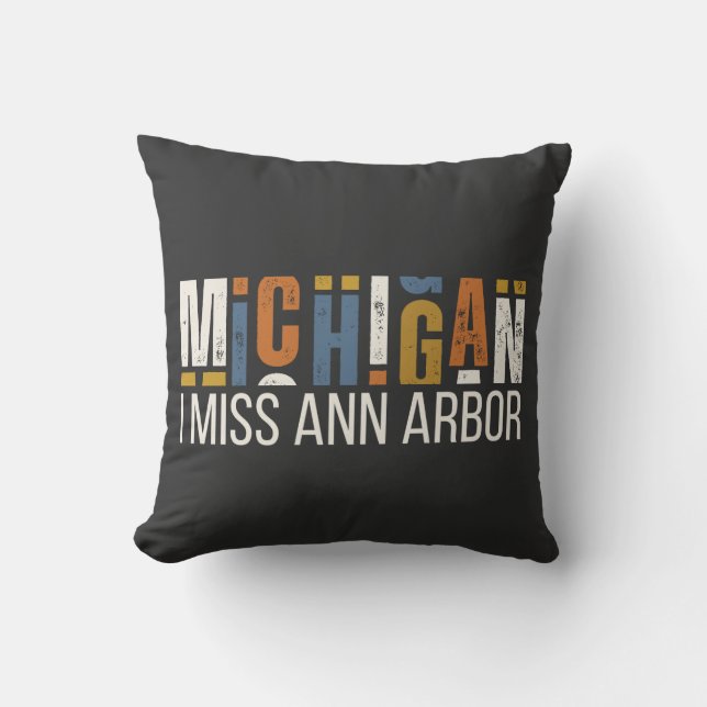 Almofada Michigan Eu Sinto Saudades de Ann Arbor (Frente)