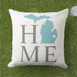 Almofada Michigan Home Aqua Blue City Heart