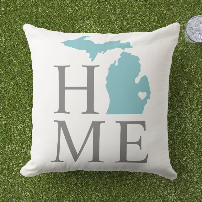 Almofada Michigan Home Aqua Blue City Heart (Grama)