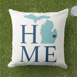 Almofada Michigan Home Aqua Marinho Blue City Heart