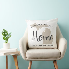 Almofada Michigan Home Beige and Cinza Custom City Heart