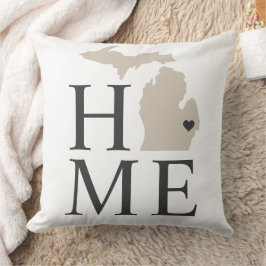 Almofada Michigan Home Beige and Cinza Custom City Heart