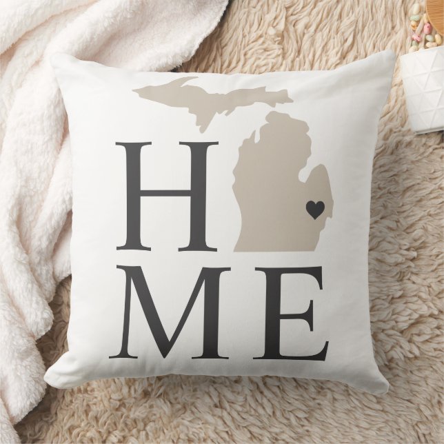 Almofada Michigan Home Beige and Cinza Custom City Heart (Cobertor)