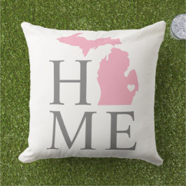 Almofada Michigan Home Pink e Cinza Custom City Heart