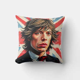 Almofada Mick Jagger Rolling Stones em frente a um Union Ja