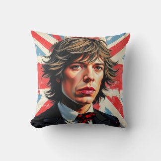 Almofada Mick Jagger Rolling Stones em frente a um Union Ja