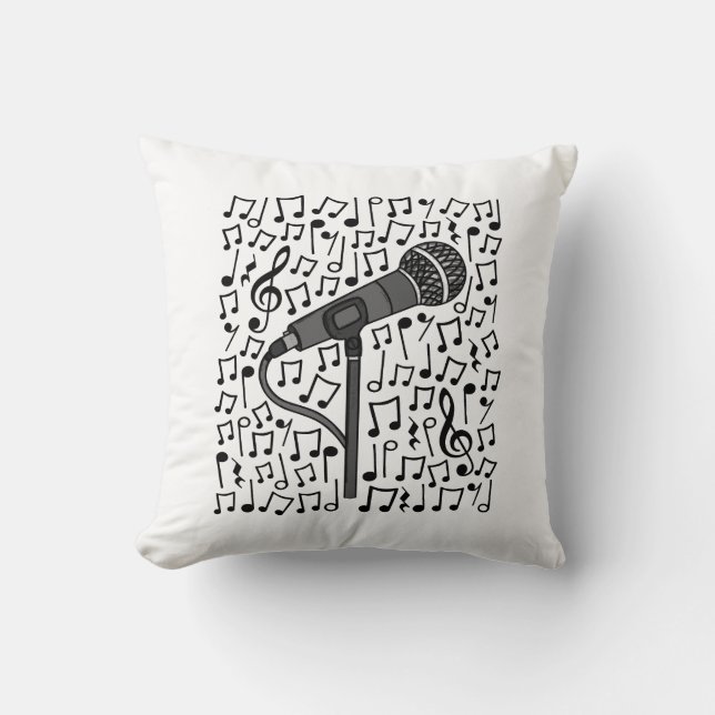 Almofada Microfone Musical Notes, Professor de Música Canto (Frente)