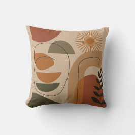 Almofada Mid-Century Abstract Earth Tone Throw Pillow