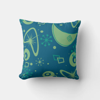 Almofada Mid Century Atomic Starburst Retro Blue Green
