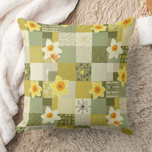 Almofada Mid-Century Daffodil Floral Pattern (2) (Cobertor)