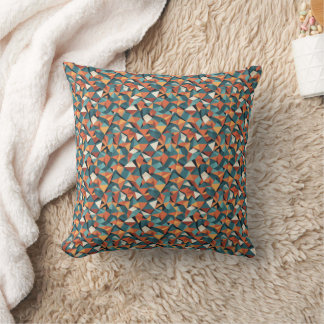 Almofada Mid-Century Geometric Teal & Orange Pattern