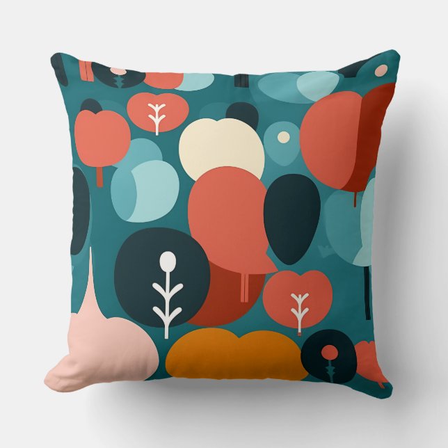 Almofada Mid-Century Modern Abstract Forest Pillow (Frente)