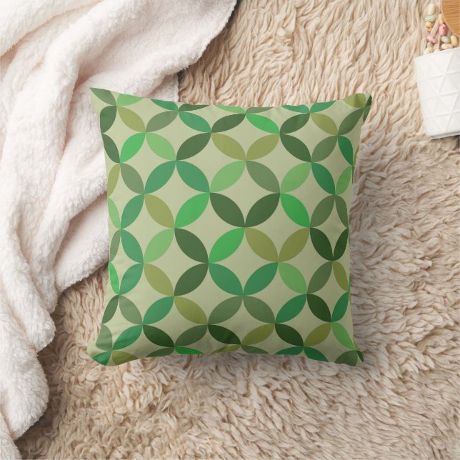 Almofada Mid century Modern Geometric Green Circles Pattern (Cobertor)