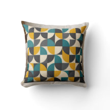  Mid-Century Modern Geometric Pattern Throw Pillow