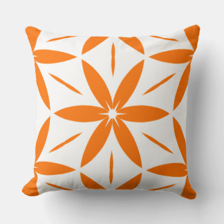 Almofada Mid-Century Modern Orange Geometric Floral