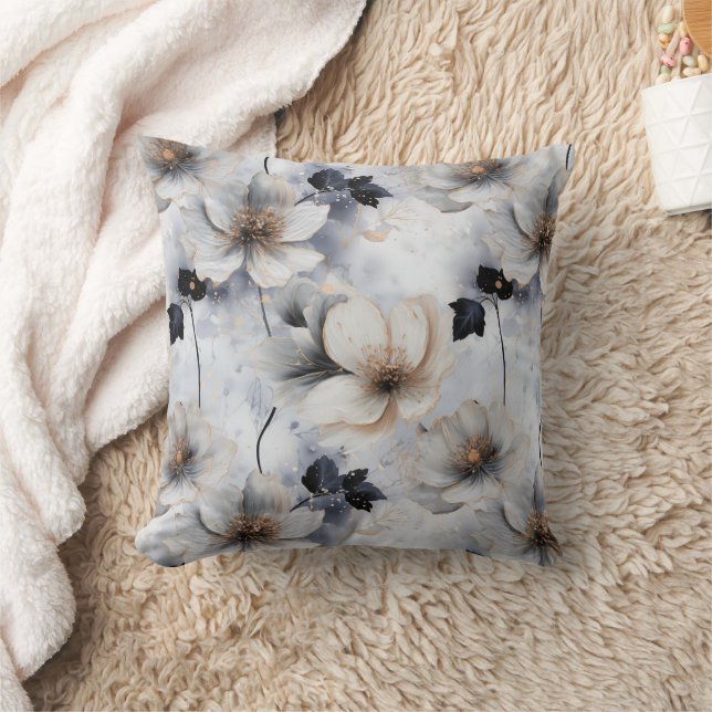 Almofada Midnight Bloom Floral – Elegante (Cobertor)