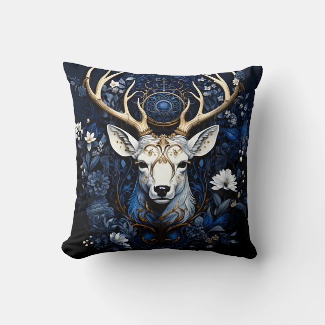 Almofada Midnight Celestial Floral Gothic Deer  (Frente)