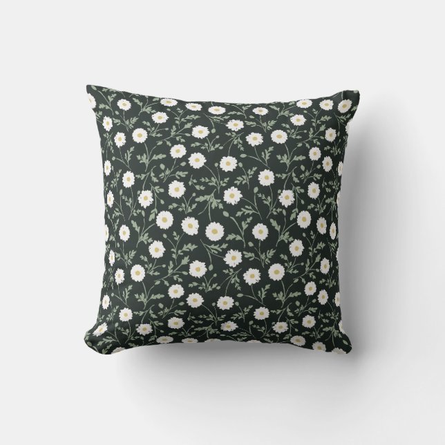 Almofada Midnight Garden Modern Farmhouse Daisy Pattern (Frente)