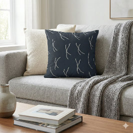 Almofada Midnight Garden Navy Abstract Sketchy Lines