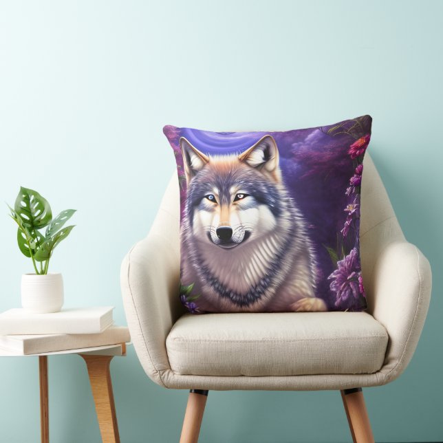Almofada Midnight Howl Floral Wolf (Cadeira)