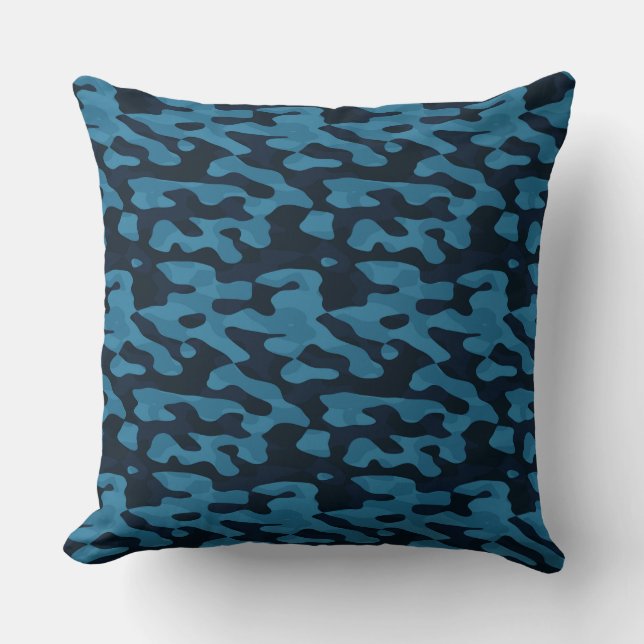 Almofada Midnight, light blue, muted blue, dark blue camo (Frente)